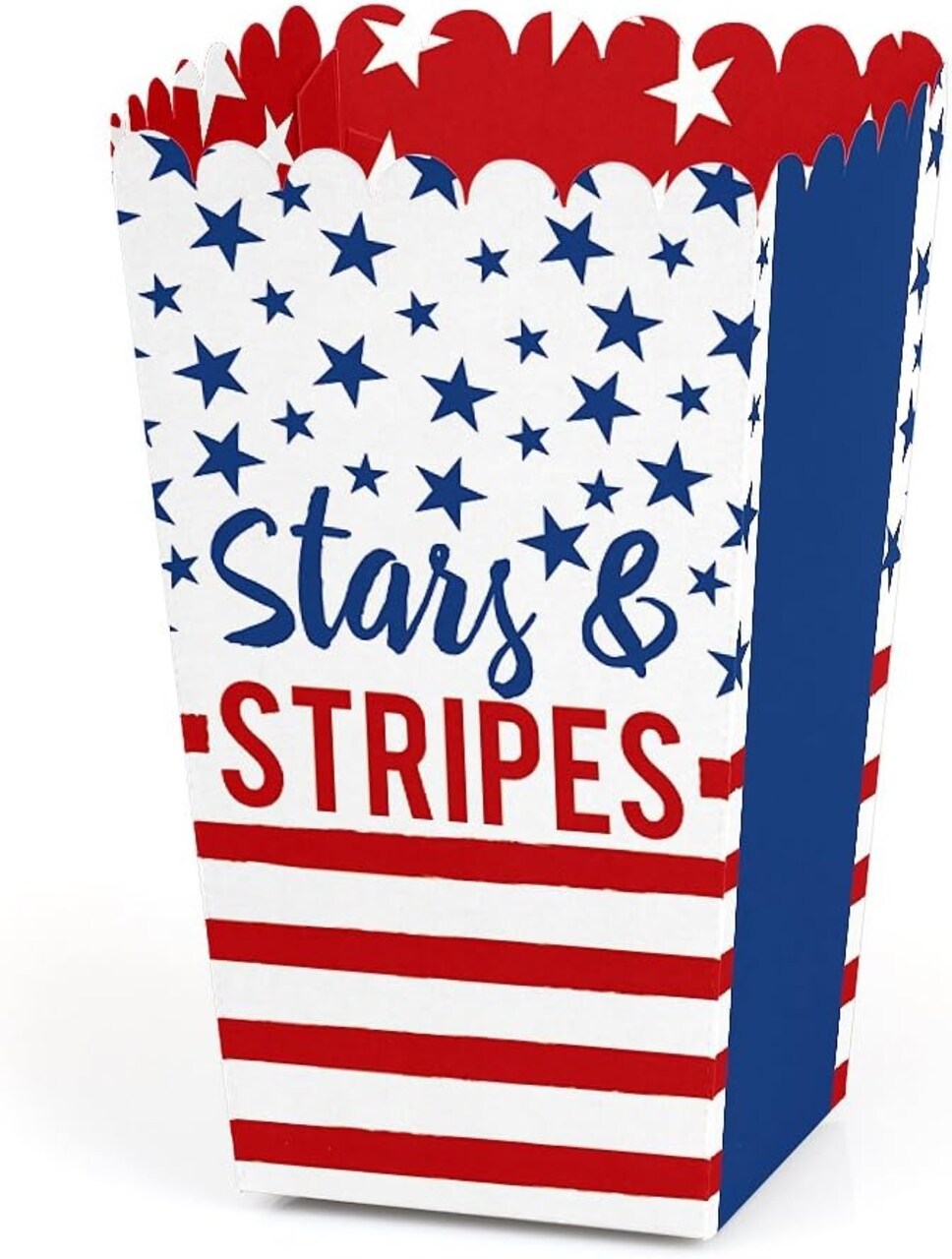 Stars and Stripes Patriotic Party Popcorn Boxes - Premium USA-Themed Favor Treat Containers for Memorial Day 4th of July Labor Day Celebrations, Red White Blue Design, Set of 12